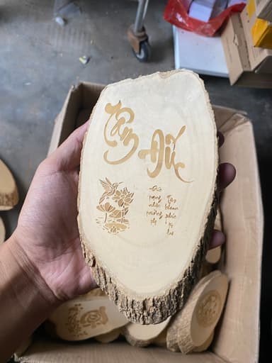 Tranh thư pháp gỗ 15-18 cm 5