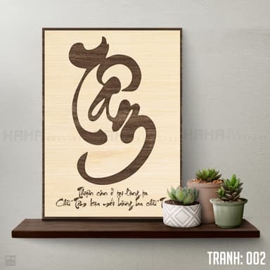 Tranh thư pháp gỗ kt 40x55 Cm 3