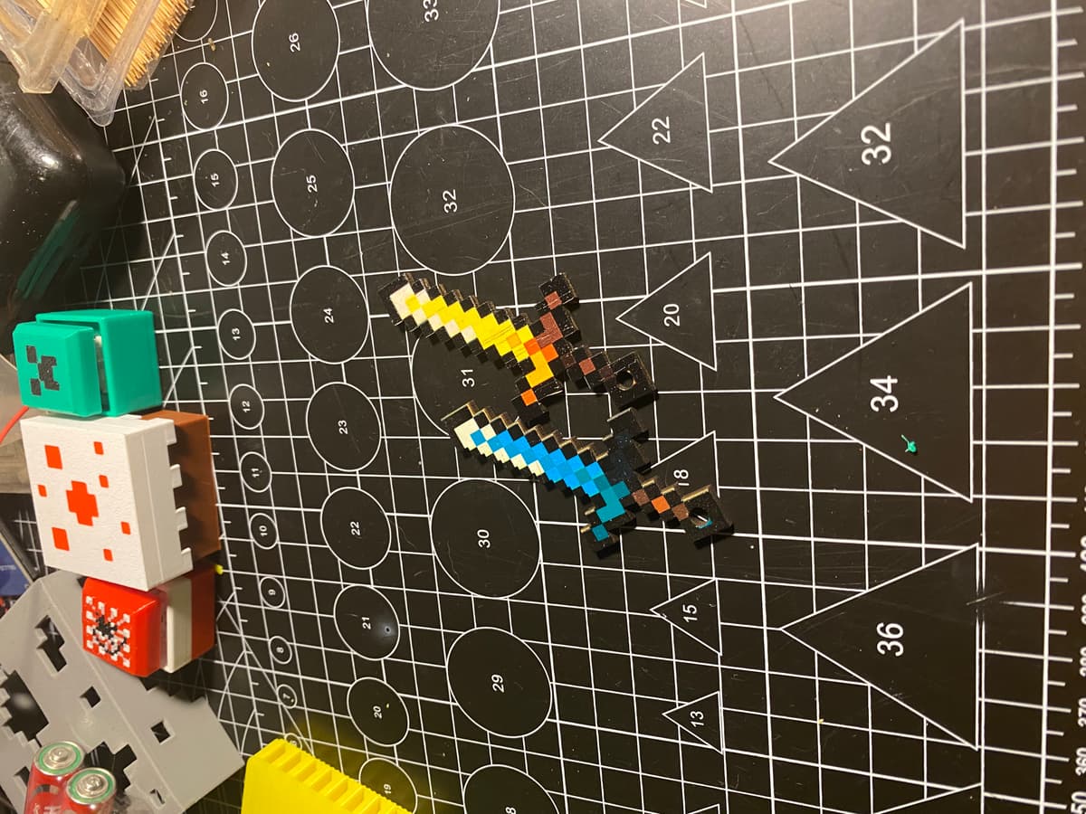 Móc khoá k iếm vàng, kim cương, nether minecraft